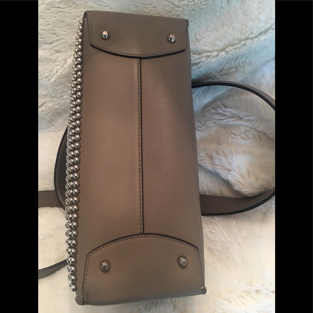 Luxury Michel Kors Taupe Miranda Studded French Calf Leather bag Like New - Picture 7 of 12